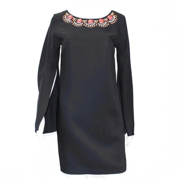Cynthia Steffe Black dress with beaded neckline and split sleeves - Picture 2 of 10